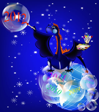 Dark blue dragon a symbol of new 2012 on east calendar