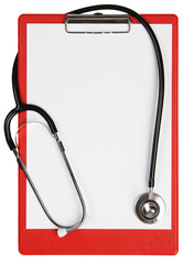 Worksheet with blank paper and stethoscope