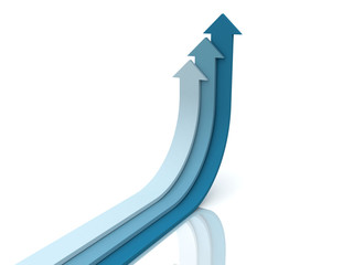 Three blue arrows going up - success concept illustration