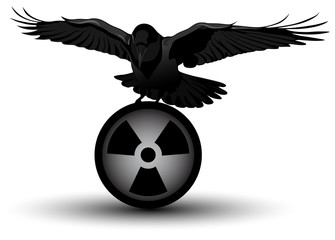 Vector image of a raven on radiation symbol