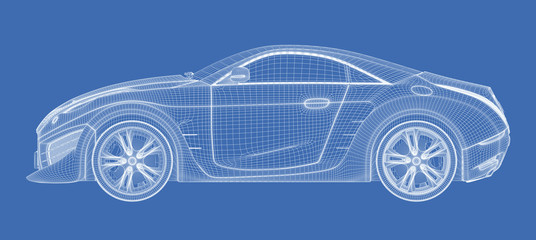 Naklejka premium Sports car blueprint