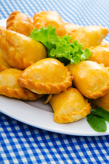 Plate full of tasty meat patties