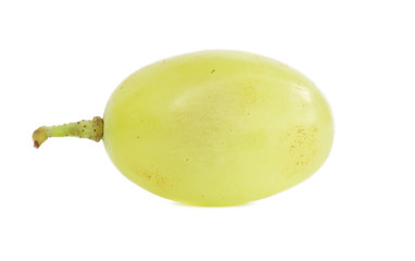 Translucent slice of green grape fruit, macro isolated on white