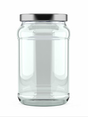 Empty Glass Jar over white background