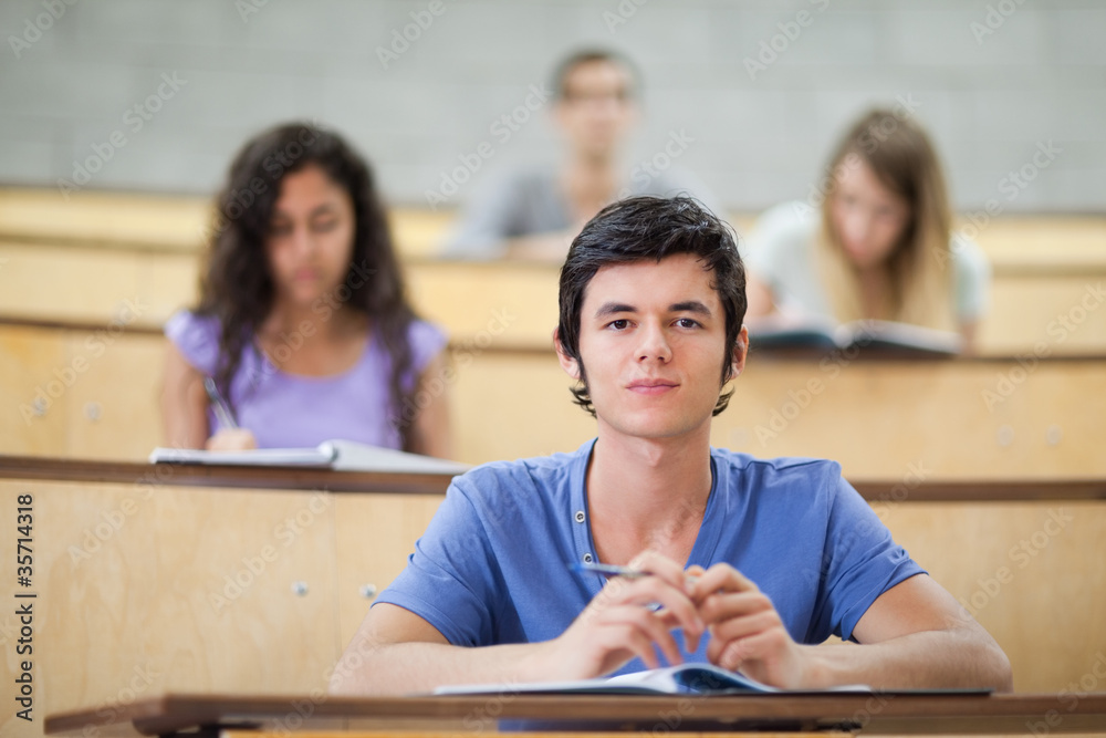Poster focused students during a lecture