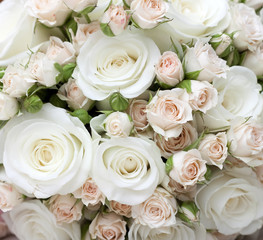 Wedding bouquet of pinkand white  roses