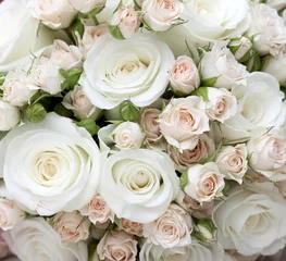 Wandcirkels plexiglas Bruidsboeket van roze en witte rozen © Melinda Nagy