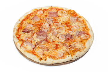 Appetizing pizza isolated on white.