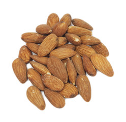 Almonds on white background