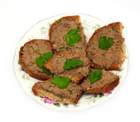 Sandwich with pate isolated on white