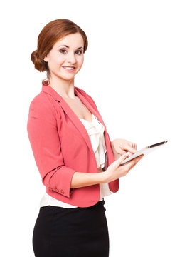 junge Frau mit Tablet Computer