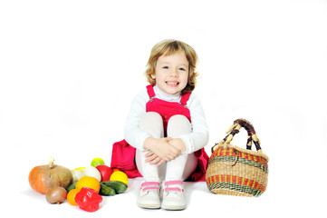 girl with autumn vegetables