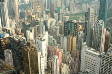 Fototapeta na wymiar Dystrykt w Hongkongu, widok z wieżowca.