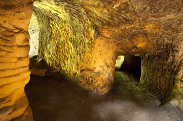 Caves under the ruins of Rotstein castle in Bohemian Paradise