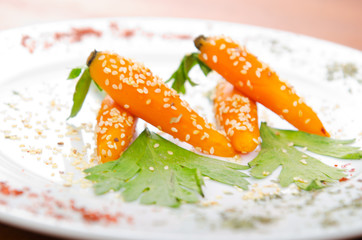 Boiled carrots served in the plate