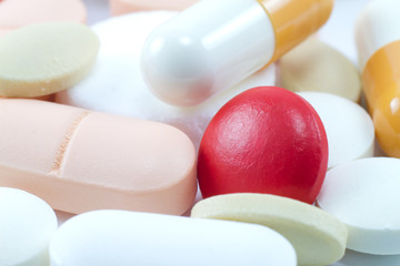 Macro of medical pills and capsules