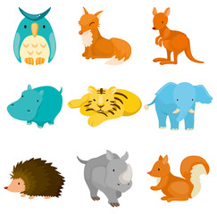 cartoon zoo animal icons