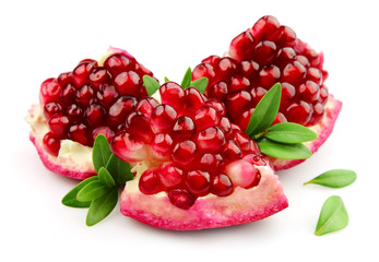 Sweet pomegranate with leafs - obrazy, fototapety, plakaty