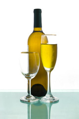 Bottles and glasses of wine