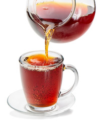 tea in cup isolated on white background