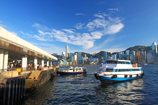 Hong Kong pier and skyline