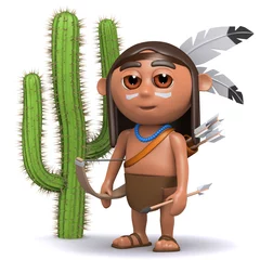 Photo sur Plexiglas Indiens La personne 3d se tient près d& 39 un cactus épineux.