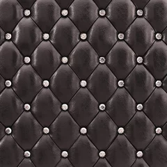 Papier Peint photo Cuir Tapisserie d& 39 ameublement noire avec des diamants, illustration 3d