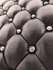 Crédence de cuisine en verre imprimé Cuir Tapisserie d& 39 ameublement noire avec des diamants, illustration 3d