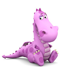 Obraz premium baby dragon pink is so sad