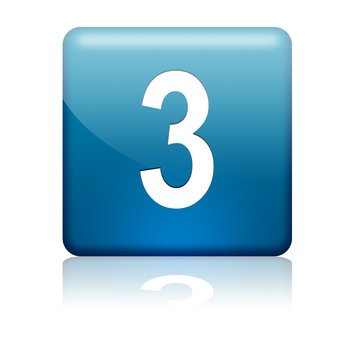 Boton cuadrado azul numero 3