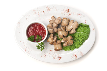 Bavarian sausages with ketchup