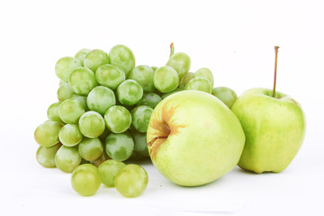 Grapes and two apples