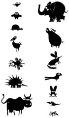 Set of black animal silhouettes