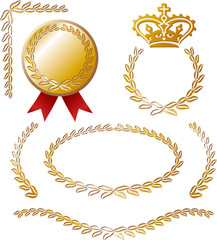 vector set: calligraphic elements and medal