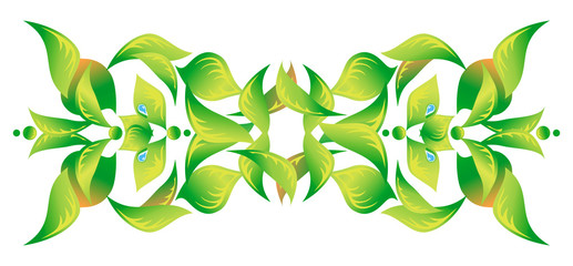 Element of an ornament with green foliage 2
