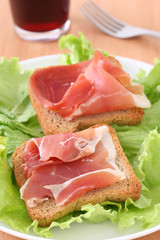 toasts with ham