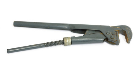 old adjustable spanner under the white background