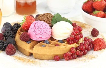 Fresh Waffle with ice cream