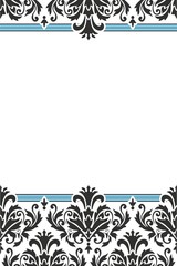 Classic wedding invitation with Damask pattern borders.