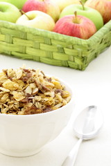 chocolate cornflakes and almonds muesli breakfast.