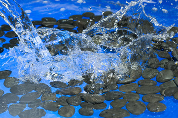 Splashing water and rock