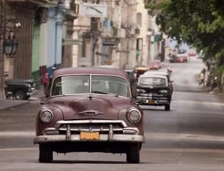 Afwasbaar Fotobehang Cubaanse oldtimers auto cuba 02