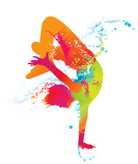The dancing boy with colorful spots and splashes. Vector - 35744563