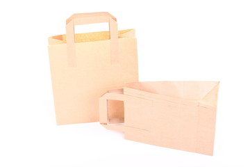Shopping brown gift bags isolated