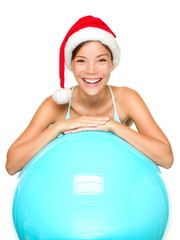 Christmas fitness woman in santa hat - 35746757