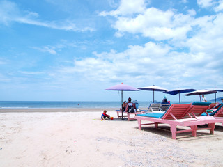 Beach chair and Umbrella on the beach