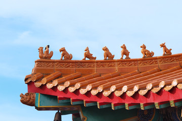 Fototapeta na wymiar chinese temple roof in Thailand
