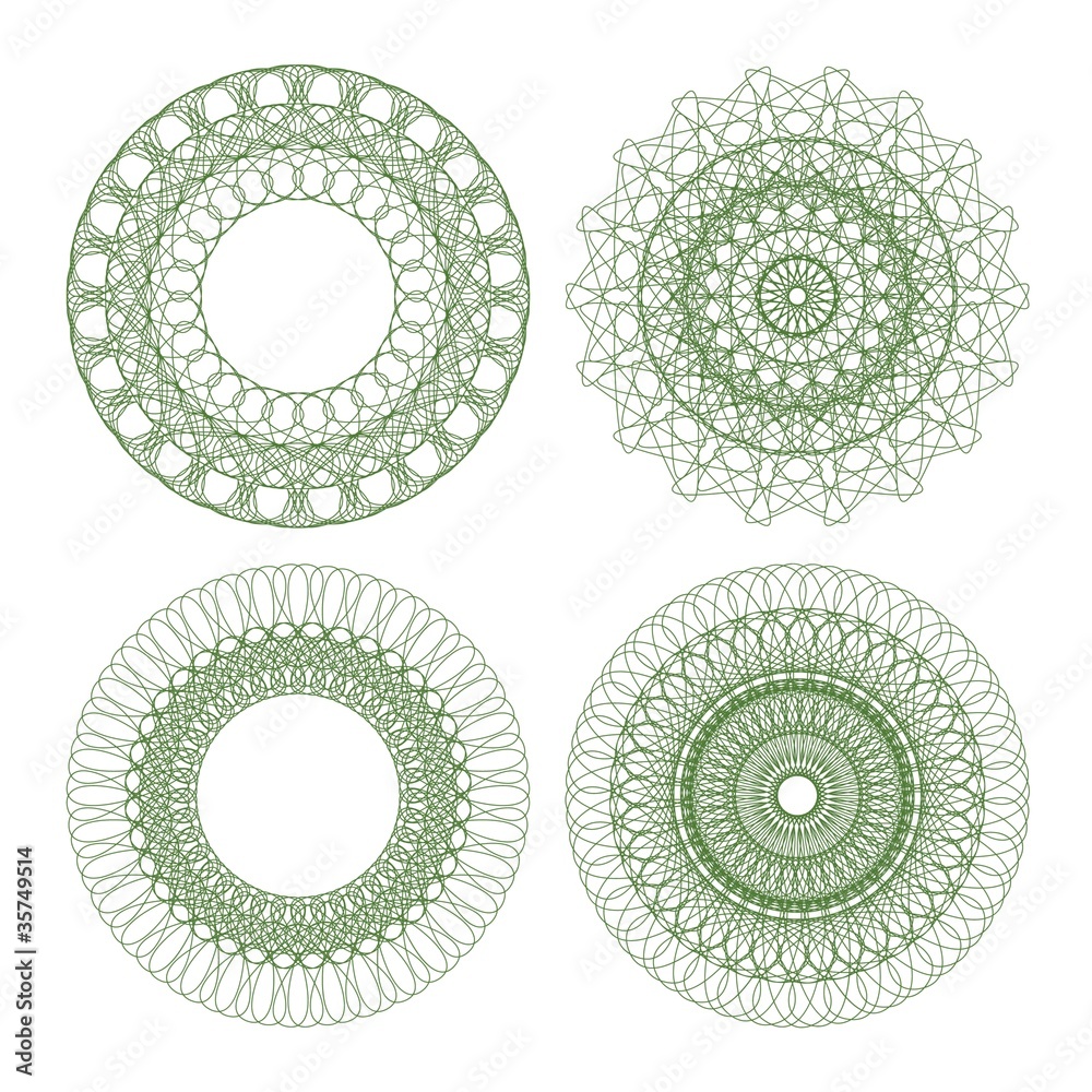 Poster set of vector guilloche rosettes