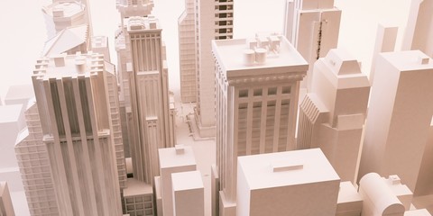 città grattacieli illustrazione rendering 3d