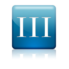 Boton cuadrado azul numero romano 3